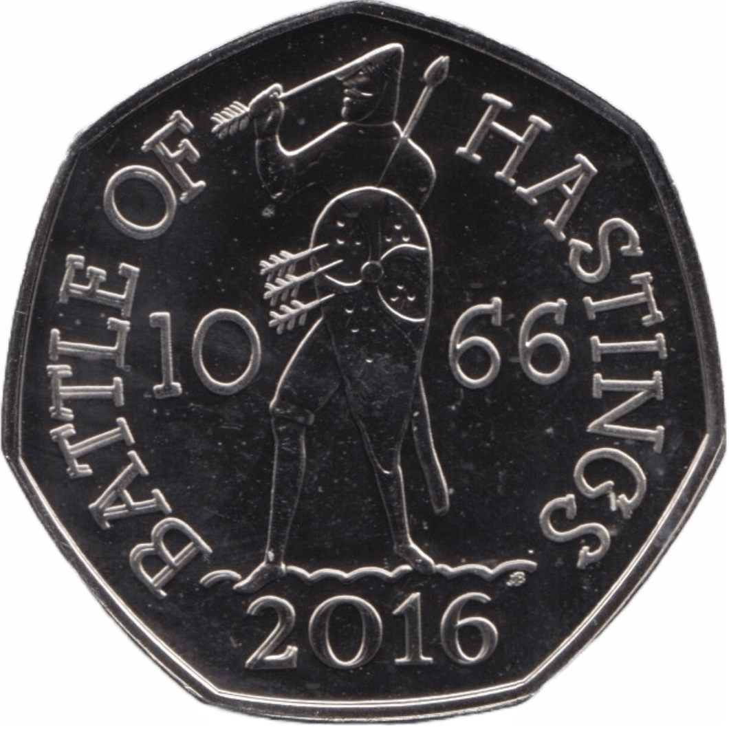 2016 FIFTY PENCE 50P BRILLIANT UNCIRCULATED BATTLE OF HASTINGS BU - 50p BU - Cambridgeshire Coins