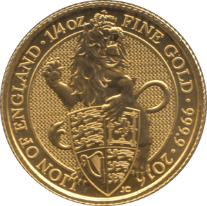 2016 GOLD 1/4 OUNCE LION OF ENGLAND QUEENS BEASTS - GOLD BRITANNIAS - Cambridgeshire Coins