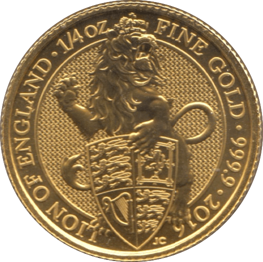 2016 GOLD 1/4 OUNCE LION OF ENGLAND QUEENS BEASTS - GOLD BRITANNIAS - Cambridgeshire Coins