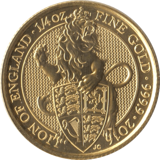 2016 GOLD 1/4 OUNCE LION OF ENGLAND QUEENS BEASTS - GOLD BRITANNIAS - Cambridgeshire Coins