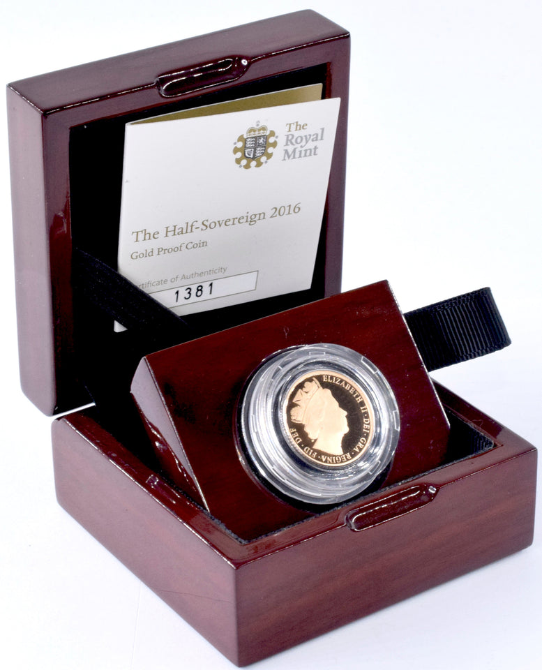2016 Gold 22ct Proof Half Sovereign Pistrucci Coin BOX + COA Bullion Royal Mint - Cambridgeshire Coins