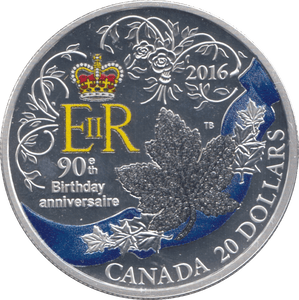 2016 SILVER CANADA 90TH BIRTHDAY ANNIVERSARY 20 DOLLARS ( PROOF ) - SILVER WORLD COINS - Cambridgeshire Coins