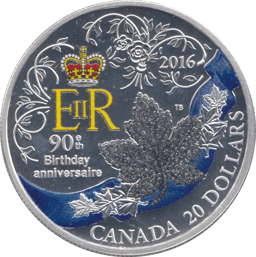 2016 SILVER CANADA 90TH BIRTHDAY ANNIVERSARY 20 DOLLARS ( PROOF ) - SILVER WORLD COINS - Cambridgeshire Coins