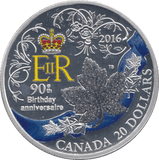 2016 SILVER CANADA 90TH BIRTHDAY ANNIVERSARY 20 DOLLARS ( PROOF ) - SILVER WORLD COINS - Cambridgeshire Coins