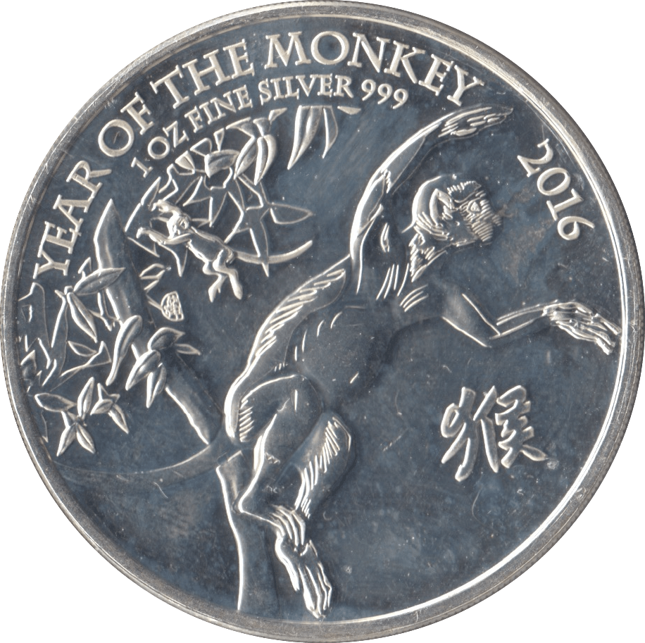 2016 UK BU FINE SILVER YEAR OF THE MONKEY TWO POUNDS BRITANNIA - SILVER 1 oz COINS - Cambridgeshire Coins