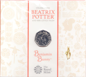 2017 BRILLIANT UNCIRCULATED 50P COIN BENJAMIN BUNNY SEALED - Beatrix Potter - Cambridgeshire Coins