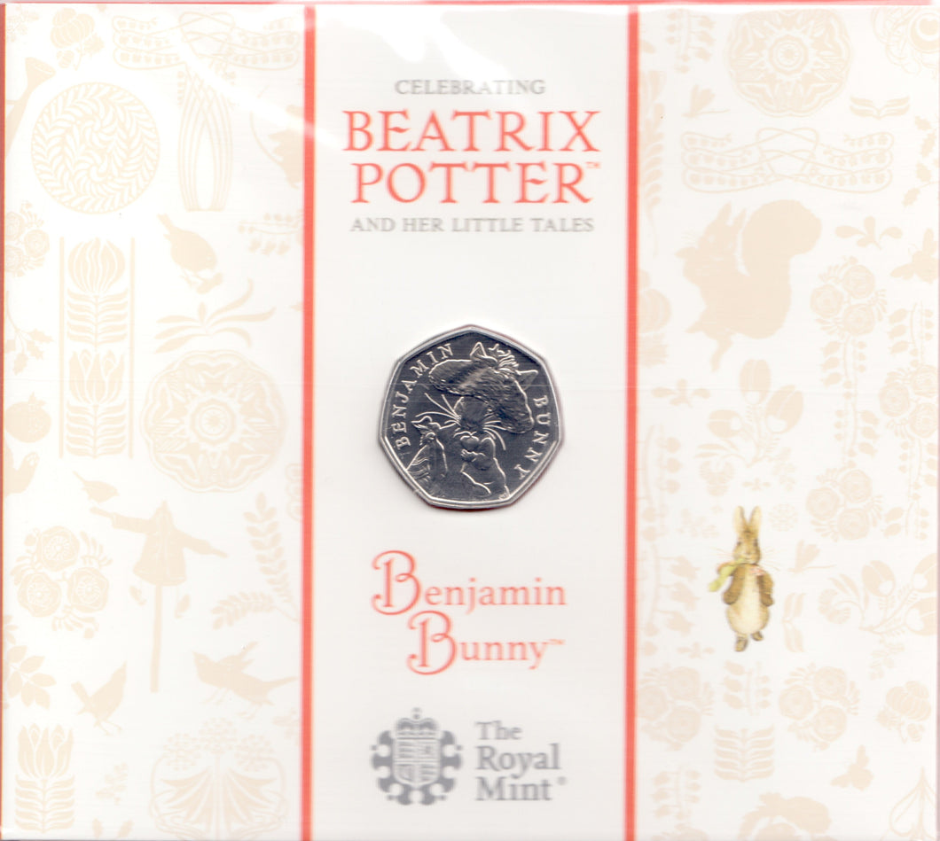 2017 BRILLIANT UNCIRCULATED 50P COIN BENJAMIN BUNNY SEALED - Beatrix Potter - Cambridgeshire Coins
