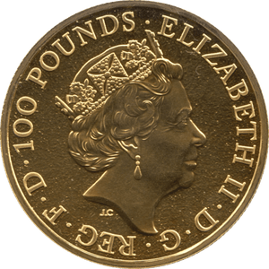 2017 GOLD £100 POUNDS 1 OUNCE RED DRAGON OF WALES QUEENS BEASTS ONE OUNCE - GOLD COMMEMORATIVE - Cambridgeshire Coins