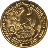 2017 GOLD £100 POUNDS 1 OUNCE RED DRAGON OF WALES QUEENS BEASTS ONE OUNCE - GOLD COMMEMORATIVE - Cambridgeshire Coins