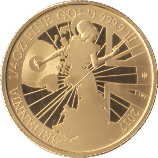 2017 GOLD £25 QUARTER OUNCE BRITANNIA COIN ( PROOF ) - GOLD BRITANNIAS - Cambridgeshire Coins