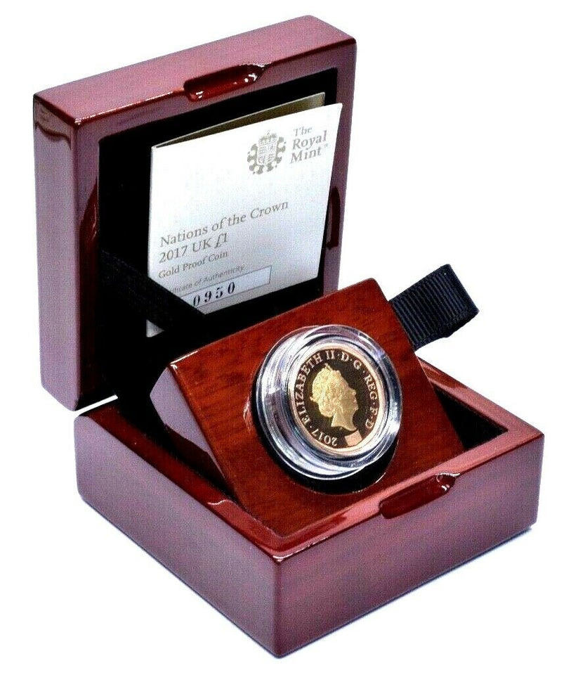 2017 GOLD PROOF £1 NATIONS OF THE CROWN ROYAL MINT BOX AND COA - Gold Proof £1 - Cambridgeshire Coins