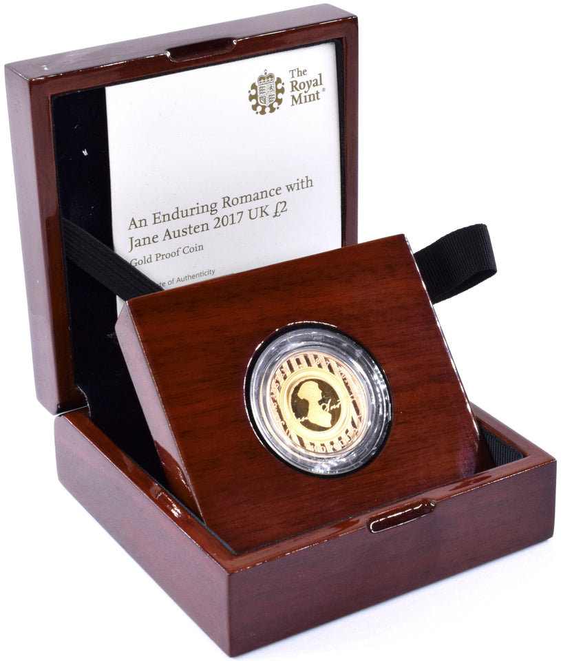 2017 Gold Proof £2 Jane Austen Coin BOX COA Double Sovereign - Gold Proof £2 - Cambridgeshire Coins