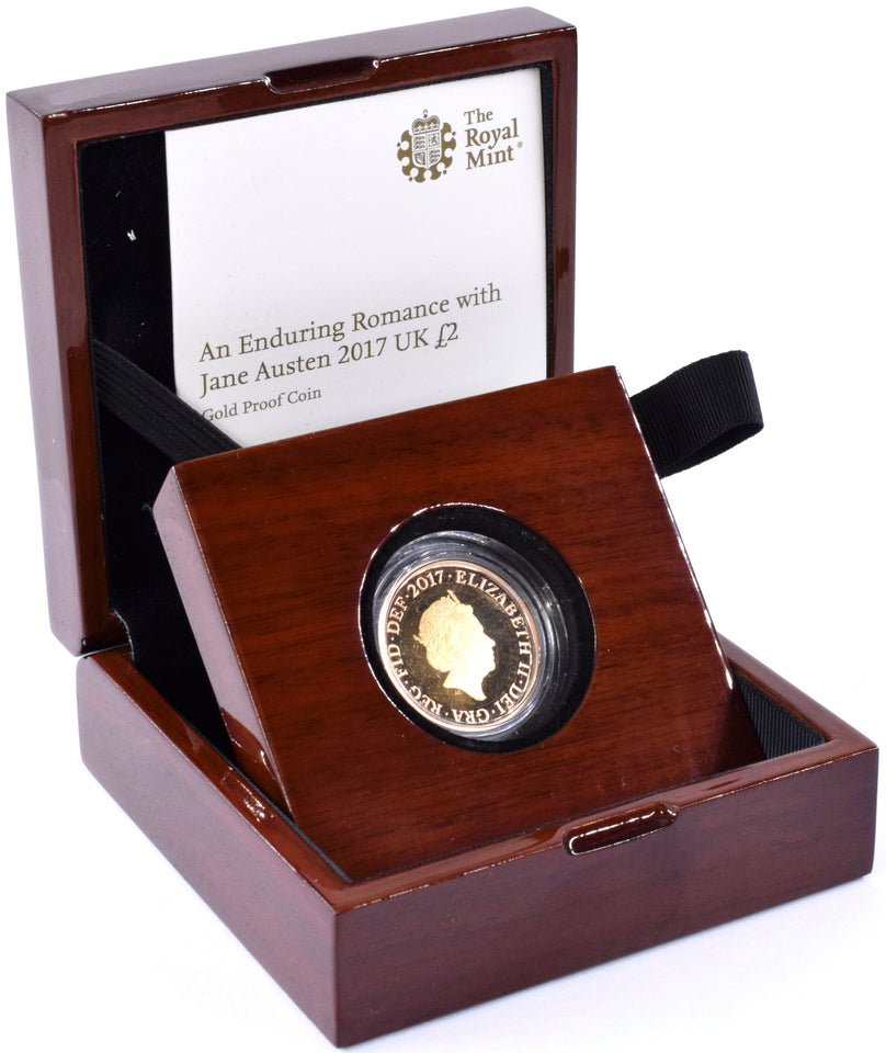 2017 Gold Proof £2 Jane Austen Coin BOX COA Double Sovereign - Gold Proof £2 - Cambridgeshire Coins