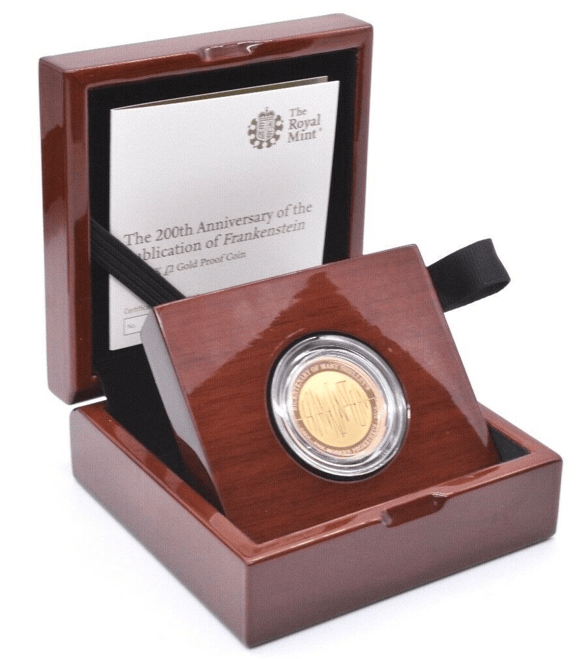 2017 Gold Proof £2 Mary Shelley Frankenstein Monster Coin Box COA 570 Limited - Gold Proof £2 - Cambridgeshire Coins