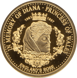 2017 GOLD PROOF 5 DOLLARS COOK ISLANDS DIANA ENGLAND'S ROSE WITH COA . REF 38 - GOLD COMMEMORATIVE - Cambridgeshire Coins