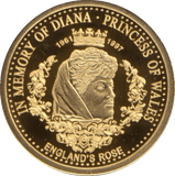 2017 GOLD PROOF 5 DOLLARS COOK ISLANDS DIANA ENGLAND'S ROSE WITH COA . REF 38 - GOLD COMMEMORATIVE - Cambridgeshire Coins