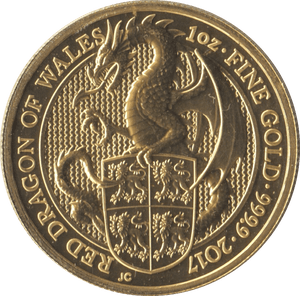 2017 GOLD QUEENS BEASTS ONE OUNCE RED DRAGON OF WALES - GOLD BRITANNIAS - Cambridgeshire Coins