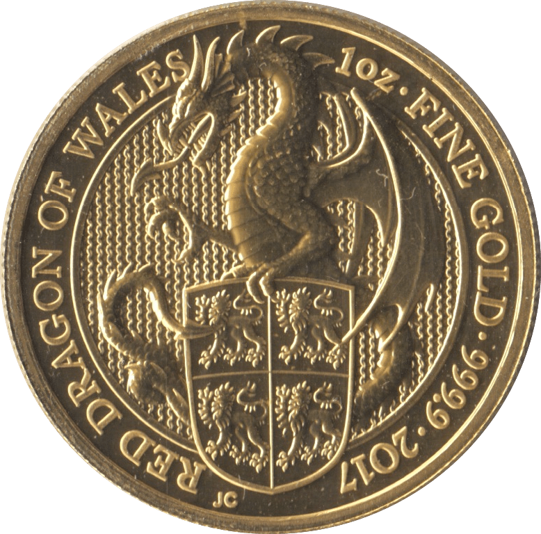 2017 GOLD QUEENS BEASTS ONE OUNCE RED DRAGON OF WALES - GOLD BRITANNIAS - Cambridgeshire Coins