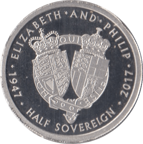 2017 PLATINUM PROOF ALDERNEY ELIZABETH AND PHILIP ANNIVERSARY HALF SOVEREIGN - Platinum Coins - Cambridgeshire Coins