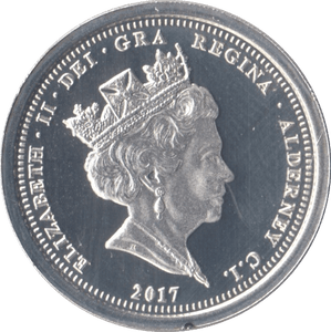 2017 SILVER PROOF ALDERNEY ELIZABETH AND PHILIP ANNIVERSARY ONE POUND ( PROOF ) - SILVER WORLD COINS - Cambridgeshire Coins