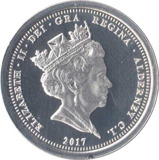 2017 SILVER PROOF ALDERNEY ELIZABETH AND PHILIP ANNIVERSARY ONE POUND ( PROOF ) - SILVER WORLD COINS - Cambridgeshire Coins