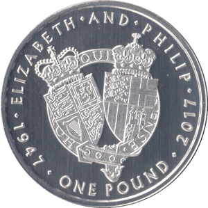 2017 SILVER PROOF ALDERNEY ELIZABETH AND PHILIP ANNIVERSARY ONE POUND ( PROOF ) - SILVER WORLD COINS - Cambridgeshire Coins