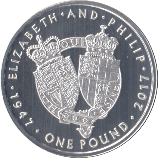 2017 SILVER PROOF ALDERNEY ELIZABETH AND PHILIP ANNIVERSARY ONE POUND ( PROOF ) - SILVER WORLD COINS - Cambridgeshire Coins