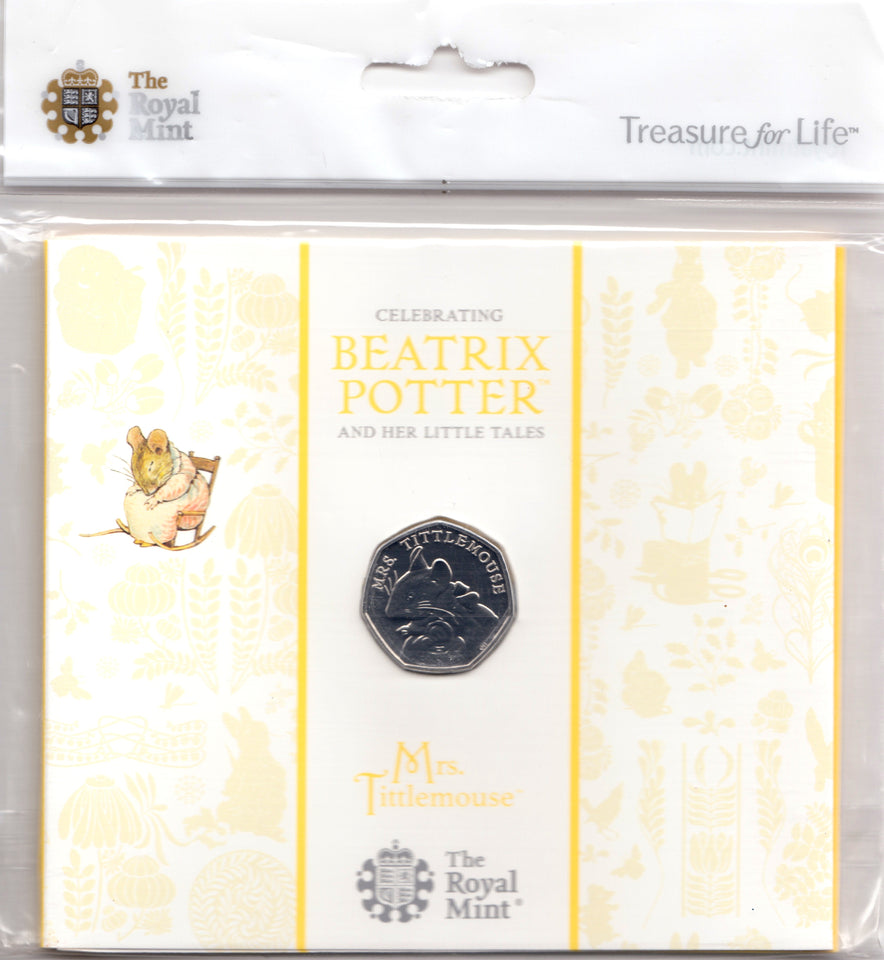 2018 BRILLIANT UNCIRCULATED 50P COIN BEATRIX POTTER MRS TITTLEMOUSE SEALED - Beatrix Potter - Cambridgeshire Coins