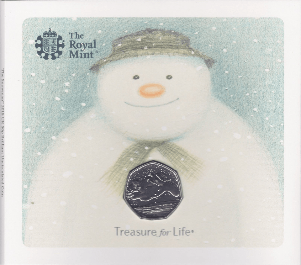 2018 Brilliant Uncirculated Christmas Snowman 50p Coin BU Royal Mint - 50p BU Pack - Cambridgeshire Coins