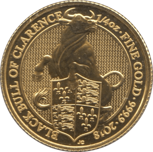 2018 GOLD 1/4 OUNCE BLACK BULL OF CLARENCE QUEENS BEASTS - GOLD BRITANNIAS - Cambridgeshire Coins