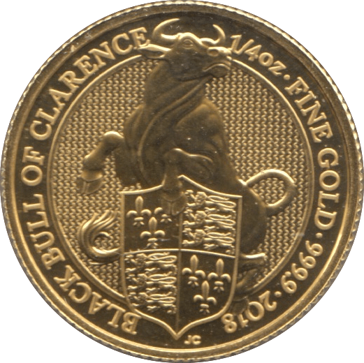 2018 GOLD 1/4 OUNCE BLACK BULL OF CLARENCE QUEENS BEASTS - GOLD BRITANNIAS - Cambridgeshire Coins