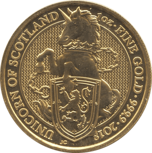2018 GOLD ONE OUNCE UNICORN OF SCOTLAND QUEENS BEASTS - GOLD BRITANNIAS - Cambridgeshire Coins