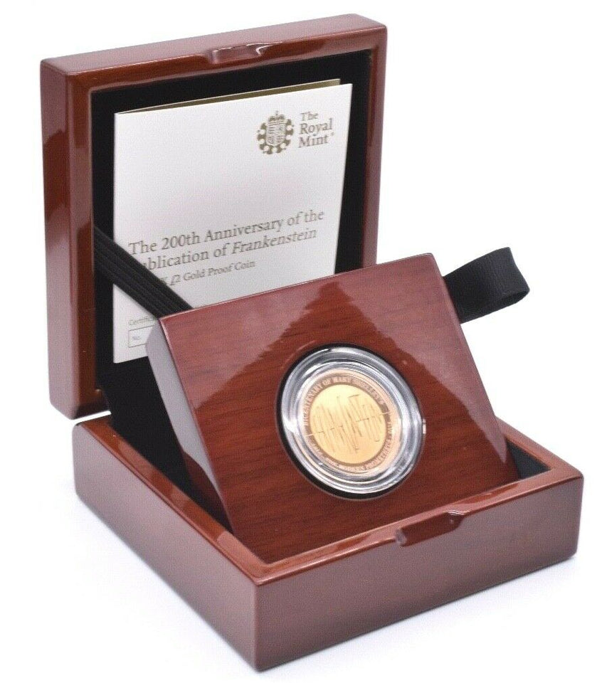 2018 Gold Proof £2 Mary Shelley Frankenstein Monster Coin Box COA 570 Limited - Gold Proof £2 - Cambridgeshire Coins