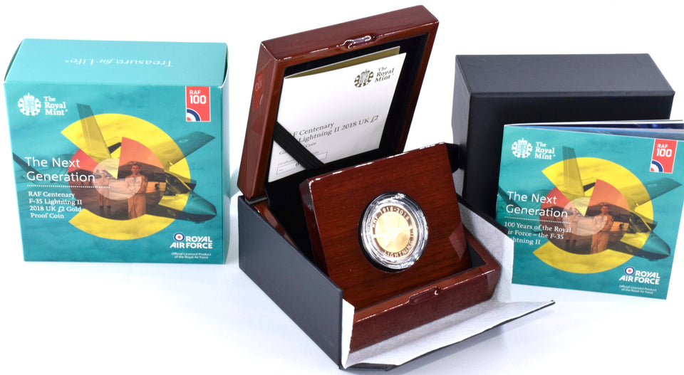 2018 Gold Proof £2 RAF F-35 Lightning Coin BOX COA Double Sovereign - Gold Proof £2 - Cambridgeshire Coins