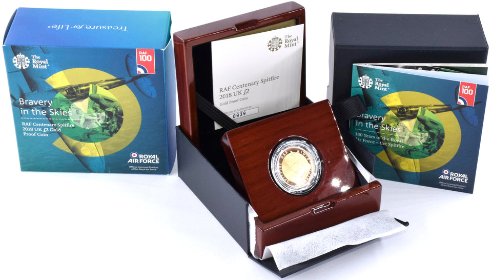 2018 Gold Proof £2 RAF Spitfire Coin BOX COA Double Sovereign - Gold Proof £2 - Cambridgeshire Coins