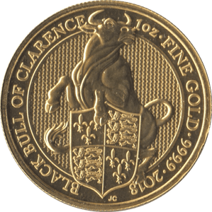 2018 GOLD QUEENS BEASTS ONE OUNCE BLACK BULL OF CLARENCE - GOLD BRITANNIAS - Cambridgeshire Coins