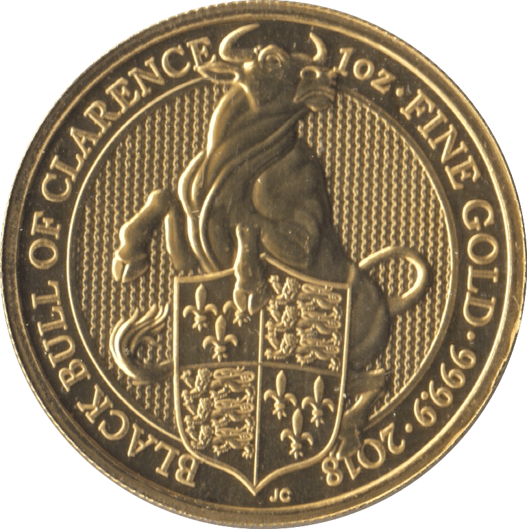 2018 GOLD QUEENS BEASTS ONE OUNCE BLACK BULL OF CLARENCE - GOLD BRITANNIAS - Cambridgeshire Coins