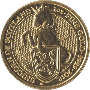 2018 GOLD QUEENS BEASTS ONE OUNCE UNICORN OF SCOTLAND - GOLD BRITANNIAS - Cambridgeshire Coins