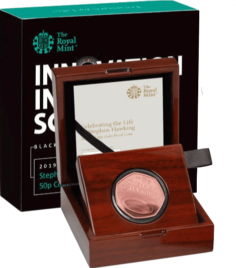 2018 Royal Mint Innovation in Science Stephen Hawking Gold Proof 50p Coin + COA - Gold Proof 50p - Cambridgeshire Coins