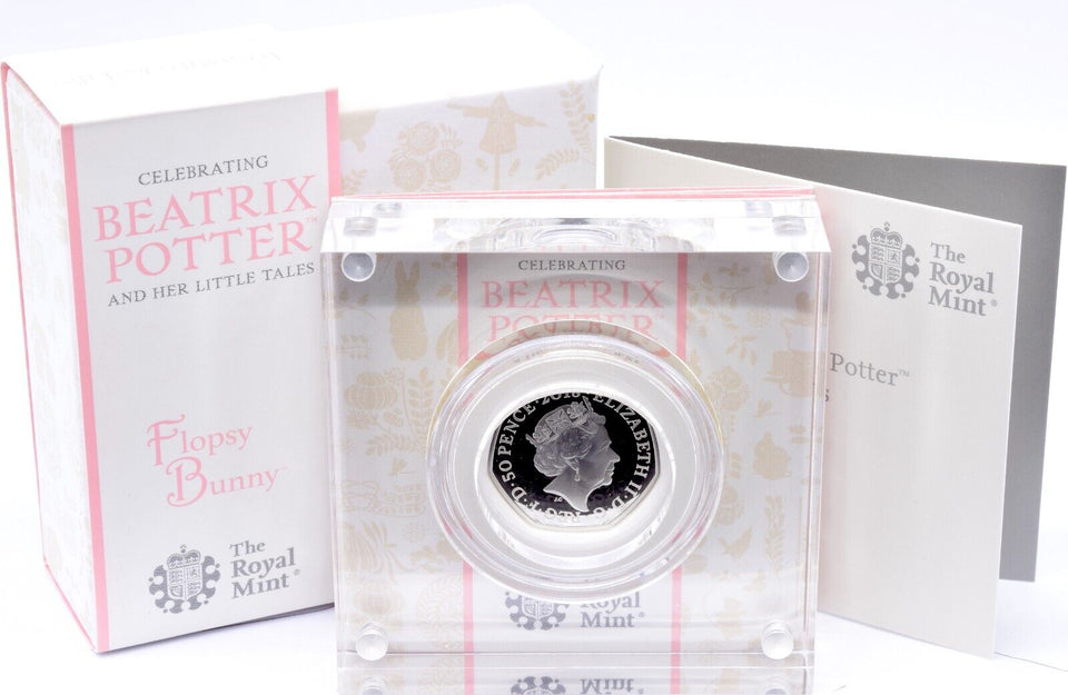 2018 SILVER PROOF 50P BEATRIX POTTER FLOPSY BUNNY - SILVER PROOF 50P BEATRIX POTTER - Cambridgeshire Coins