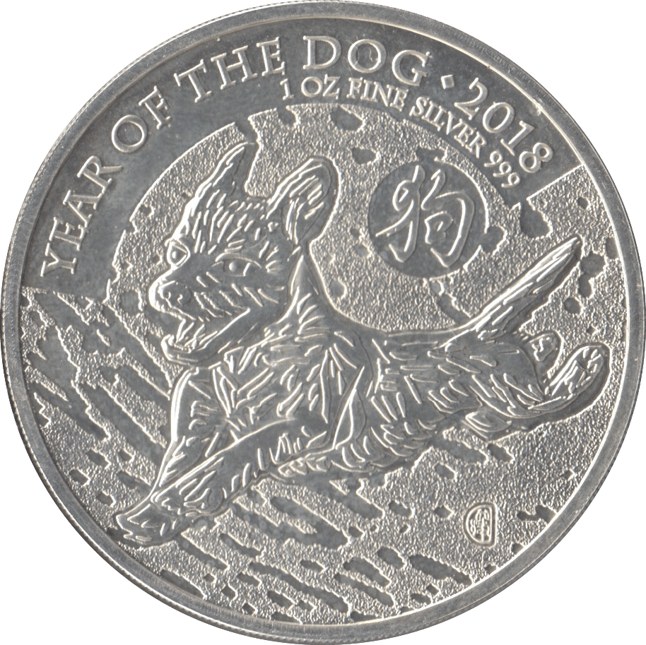 2018 UK BU FINE SILVER YEAR OF THE DOG TWO POUNDS BRITANNIA - SILVER 1 oz COINS - Cambridgeshire Coins