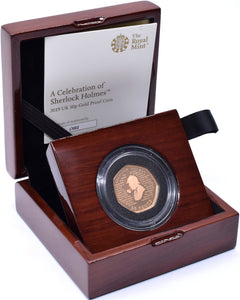 2019 Gold Proof 50p Fifty Pence Coin Celebration of Sherlock Holmes BOX + COA - Gold Proof 50p - Cambridgeshire Coins