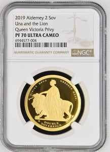 2019 GOLD PROOF DOUBLE SOVEREIGN UNA AND THE LION QUEEN VICTORIA PRIVY NGC PF 70 ULTRA CAMEO - NGC CERTIFIED COINS - Cambridgeshire Coins