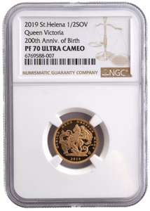 2019 GOLD PROOF HALF SOVEREIGN QUEEN VICTORIA 200TH ANNIVERSARY NGC PF 70 ULTRA CAMEO - NGC CERTIFIED COINS - Cambridgeshire Coins