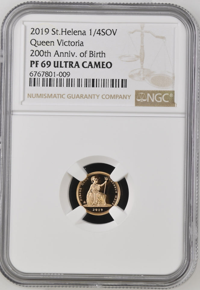 2019 GOLD PROOF QUARTER SOVEREIGN QUEEN VICTORIA 200TH ANNIVERSARY NGC PF 70 ULTRA CAMEO 02 - NGC CERTIFIED COINS - Cambridgeshire Coins