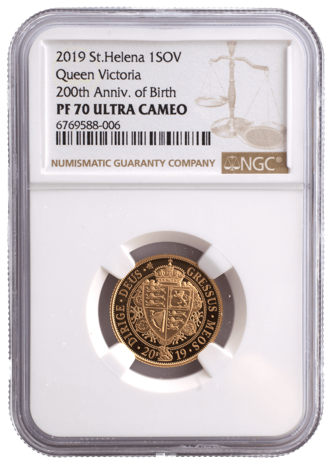 2019 GOLD PROOF SOVEREIGN QUEEN VICTORIA 200TH ANNIVERSARY NGC PF 70 ULTRA CAMEO - NGC CERTIFIED COINS - Cambridgeshire Coins