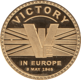 2019 GOLD PROOF VICTORY IN EUROPE WORLD WAR II 1930-1945 WITH COA . REF 35 - GOLD COMMEMORATIVE - Cambridgeshire Coins