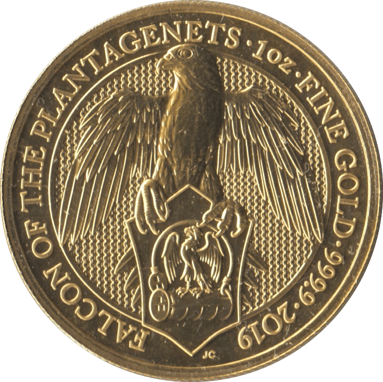 2019 GOLD QUEENS BEASTS ONE OUNCE FALCON OF PLANTAGENETS - GOLD BRITANNIAS - Cambridgeshire Coins