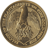 2019 GOLD QUEENS BEASTS ONE OUNCE FALCON OF PLANTAGENETS - GOLD BRITANNIAS - Cambridgeshire Coins