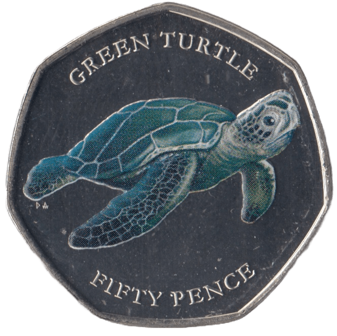 2019 GREEN TURTLE FIFTY PENCE INDIAN OCEAN - WORLD COINS - Cambridgeshire Coins